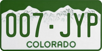 CO license plate 007JYP