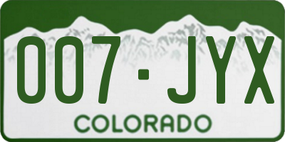 CO license plate 007JYX