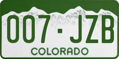 CO license plate 007JZB