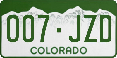 CO license plate 007JZD