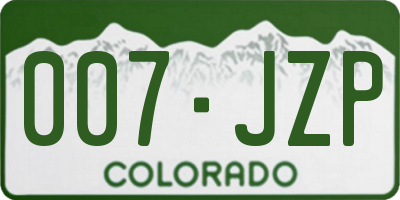 CO license plate 007JZP