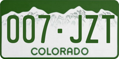 CO license plate 007JZT