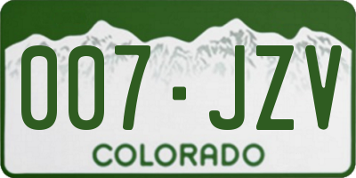 CO license plate 007JZV