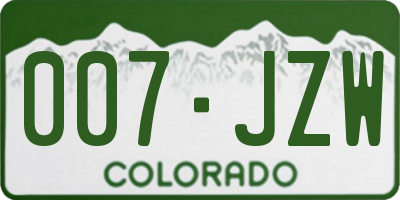 CO license plate 007JZW