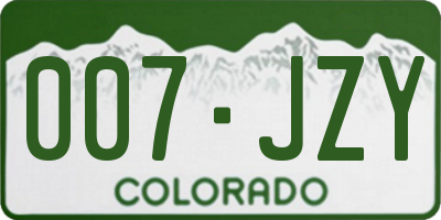 CO license plate 007JZY