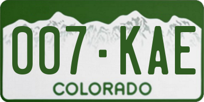 CO license plate 007KAE