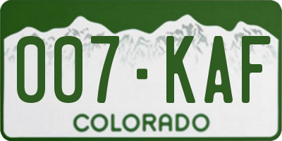 CO license plate 007KAF