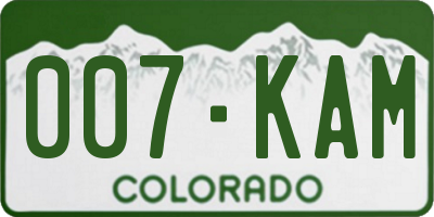 CO license plate 007KAM