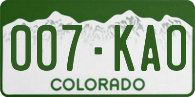 CO license plate 007KAO
