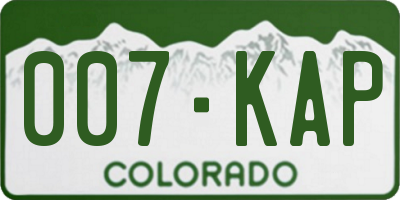 CO license plate 007KAP