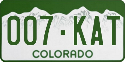 CO license plate 007KAT