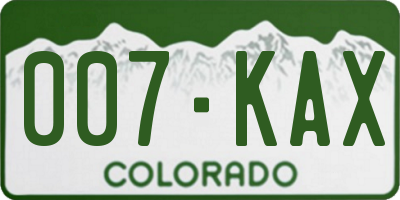CO license plate 007KAX
