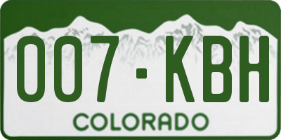 CO license plate 007KBH