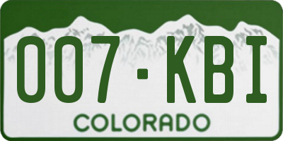 CO license plate 007KBI