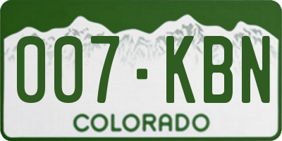 CO license plate 007KBN