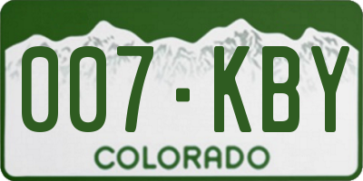CO license plate 007KBY