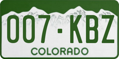 CO license plate 007KBZ
