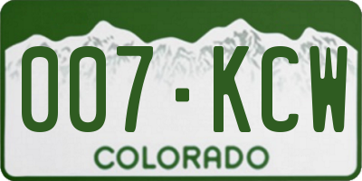 CO license plate 007KCW