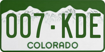 CO license plate 007KDE