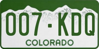 CO license plate 007KDQ