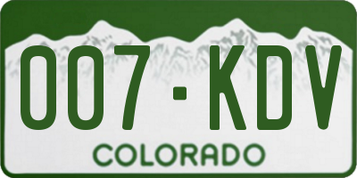 CO license plate 007KDV