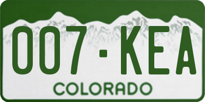 CO license plate 007KEA