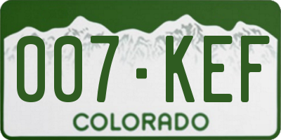 CO license plate 007KEF