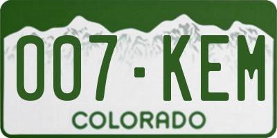 CO license plate 007KEM