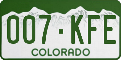 CO license plate 007KFE