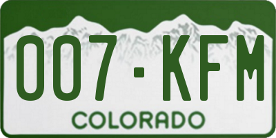 CO license plate 007KFM