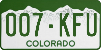 CO license plate 007KFU