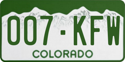 CO license plate 007KFW