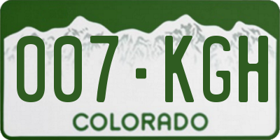 CO license plate 007KGH