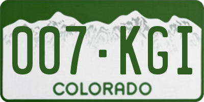 CO license plate 007KGI
