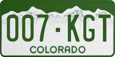 CO license plate 007KGT