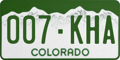 CO license plate 007KHA