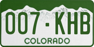 CO license plate 007KHB