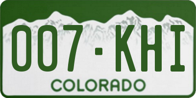 CO license plate 007KHI