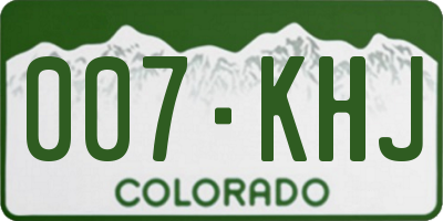 CO license plate 007KHJ