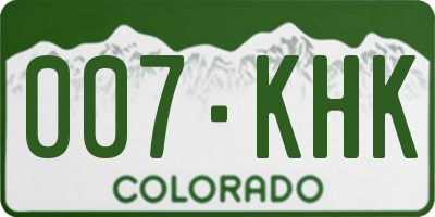 CO license plate 007KHK
