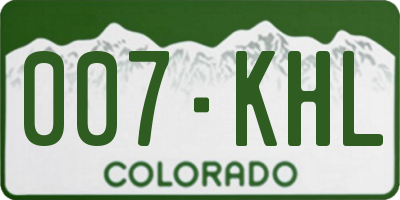 CO license plate 007KHL