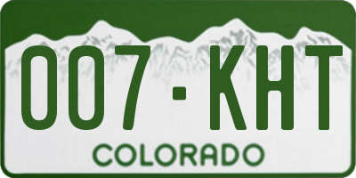 CO license plate 007KHT