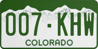 CO license plate 007KHW