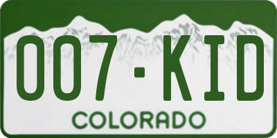 CO license plate 007KID