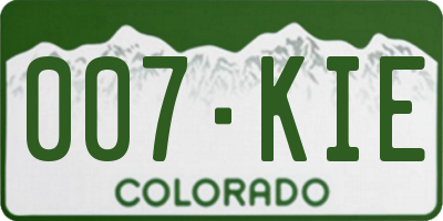 CO license plate 007KIE