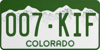 CO license plate 007KIF