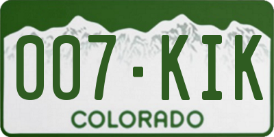 CO license plate 007KIK