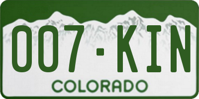 CO license plate 007KIN