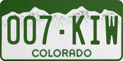 CO license plate 007KIW