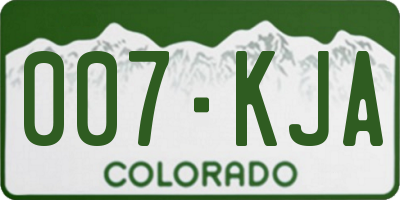 CO license plate 007KJA